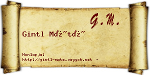 Gintl Máté névjegykártya